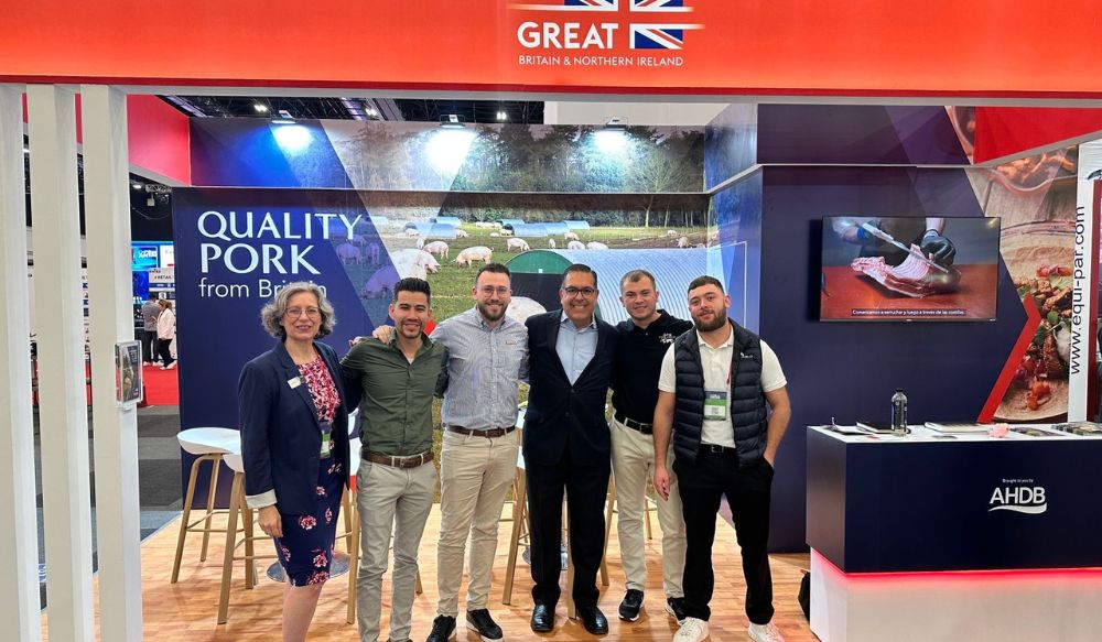 Group of 6 people standing on an expo stand promoting British red meat